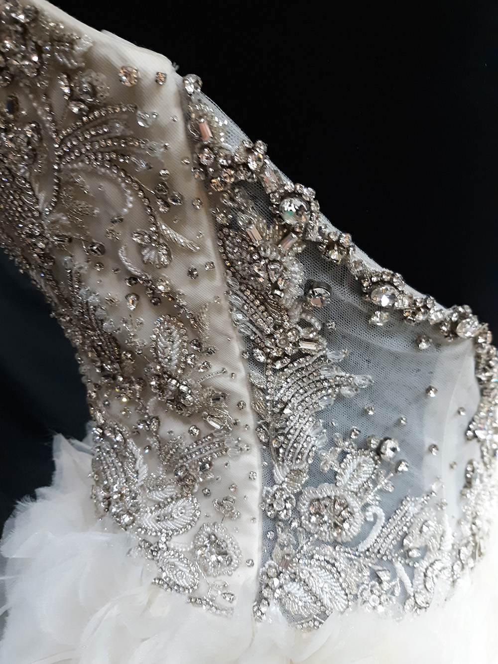 Enaura Beaded-Bodice Ruffle Wedding Dress - Size 10 - Bristol Bridal ...